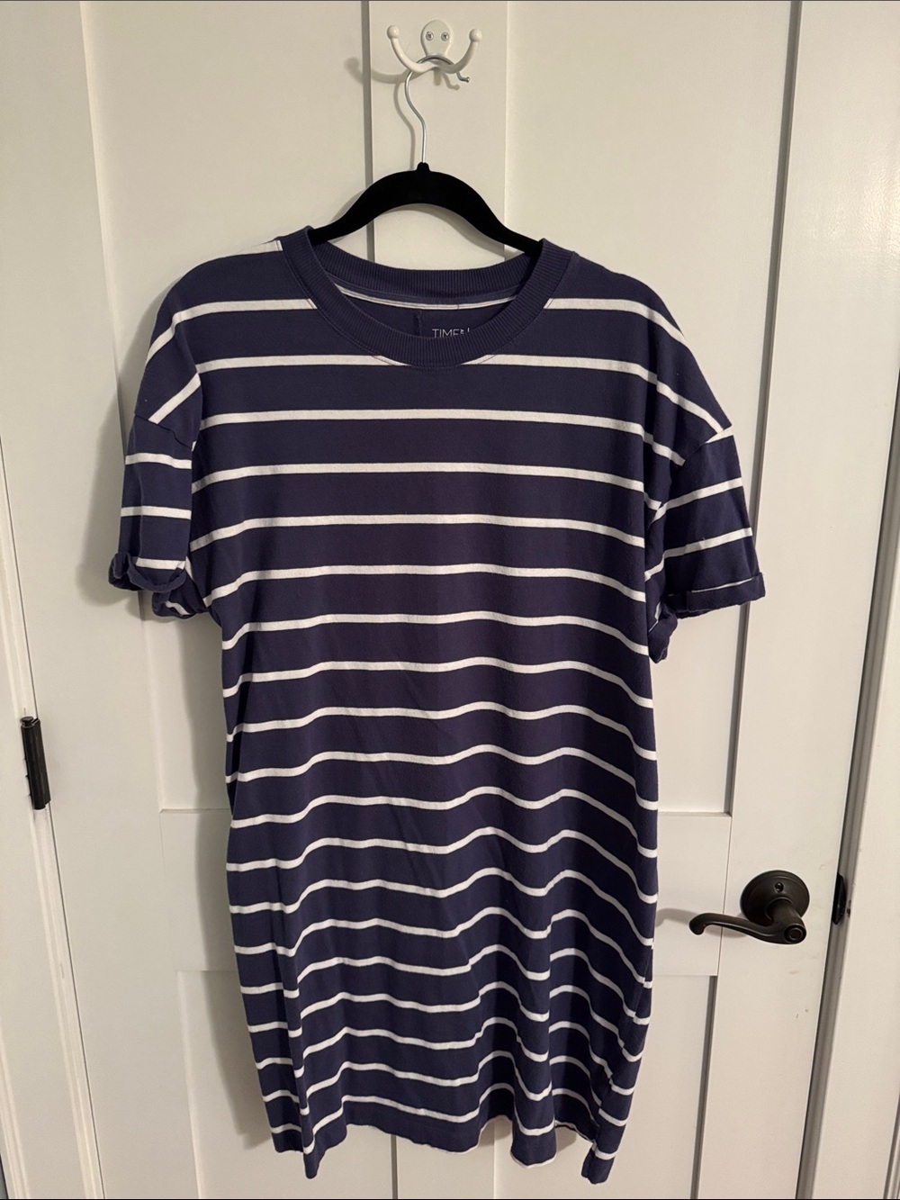 Time & Tru Navy & White Horizontal Stripe Short Sleeve Tee size xxl